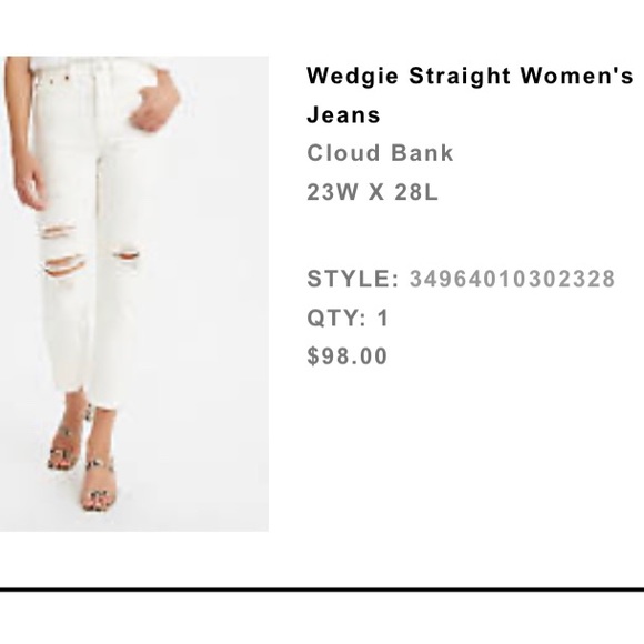 Levi’s Wedgie Straight Jeans, distressed white (Color: Cloud Bank). Size 23 - Picture 12 of 12